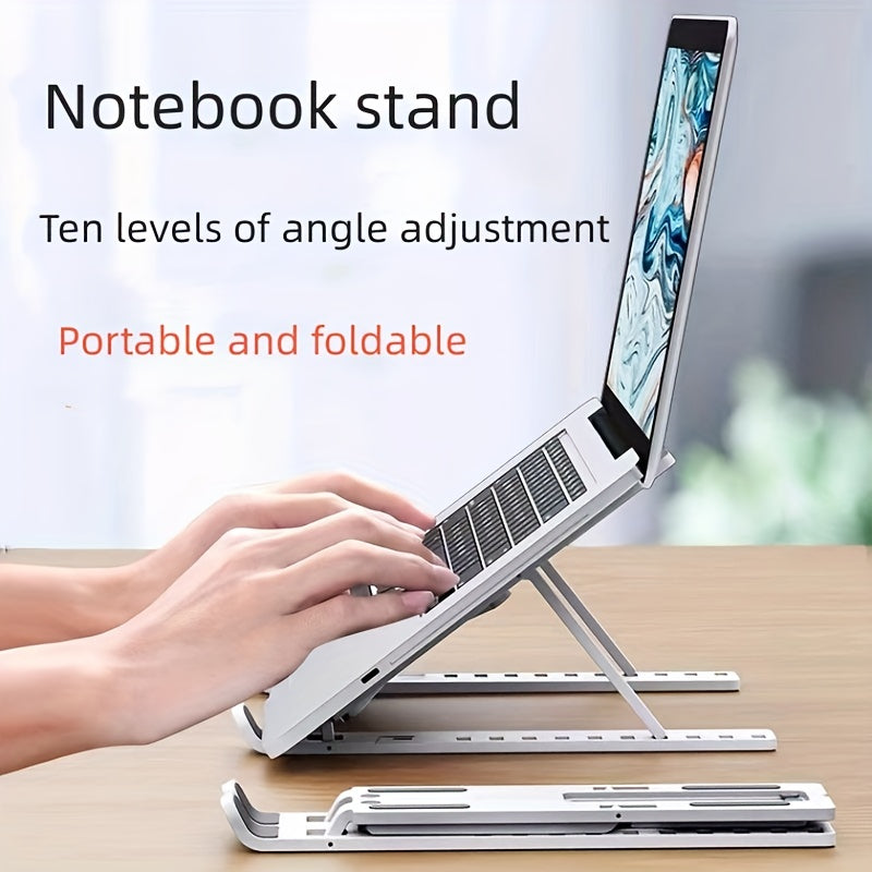 Supporto per laptop regolabile a dieci livelli, forcella singola, base di raffreddamento pieghevole, supporto portatile per tablet da tavolo, compatibile con tutti i notebook, materiale ABS