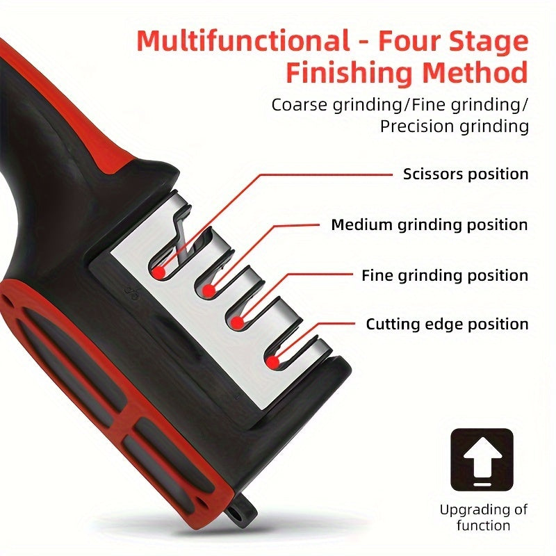 Affilacoltelli professionale da cucina a 4 stadi, pietra per affilare i coltelli, pietra per affilare in tungsteno e diamante, strumento per affilare in ceramica (materiale: pietra per affilare elettrorivestita + tungsteno e diamante + ceramica
