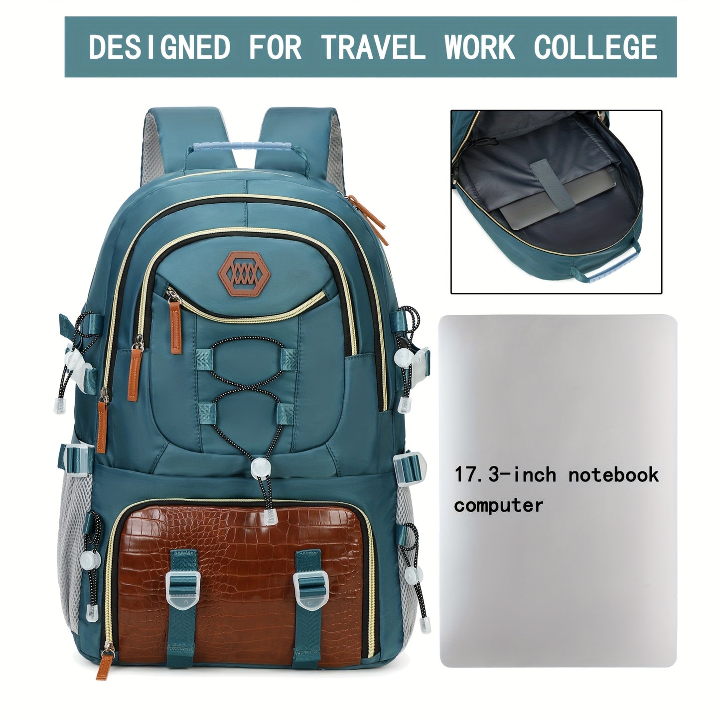Zaino da viaggio di grande capacità da 40 litri con porta, scomparto per laptop da 17,3 e vano portascarpe - Zaino da trekking resistente con power bank, custodia imbottita per laptop, spallacci imbottiti regolabili