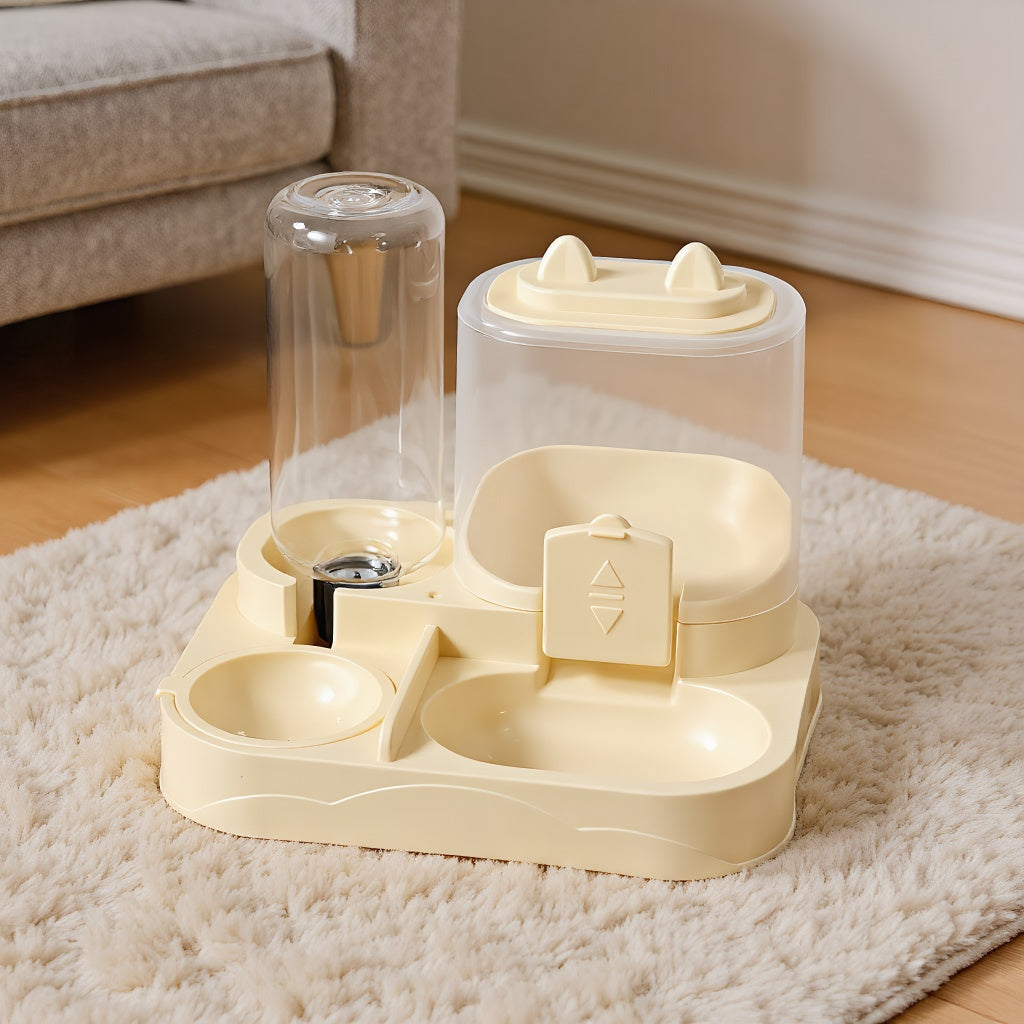 Automatic Gravity-Fed Pet Feeder System with 4 Size Options, Dual Wet/Dry Separation Design to Prevent Spills - No Batteries or Power Required. Suitable for Multiple Pets and Easy-to-Clean Durable Food & Water Dispenser; Idea