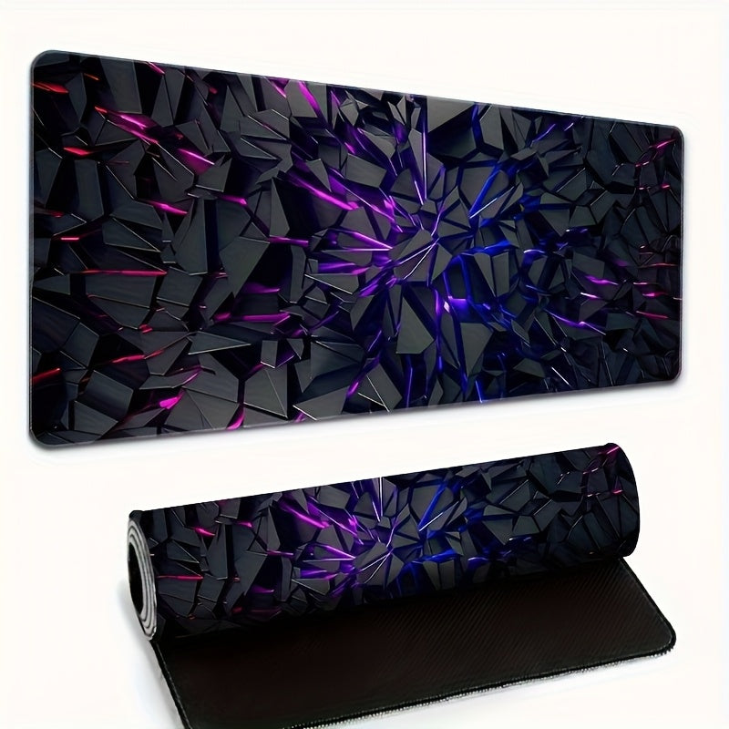 Tappetino da scrivania e mouse da gioco extra large - Design futuristico viola neon e nero con effetto neon luminoso, base in gomma antiscivolo, superficie liscia per PC, ufficio