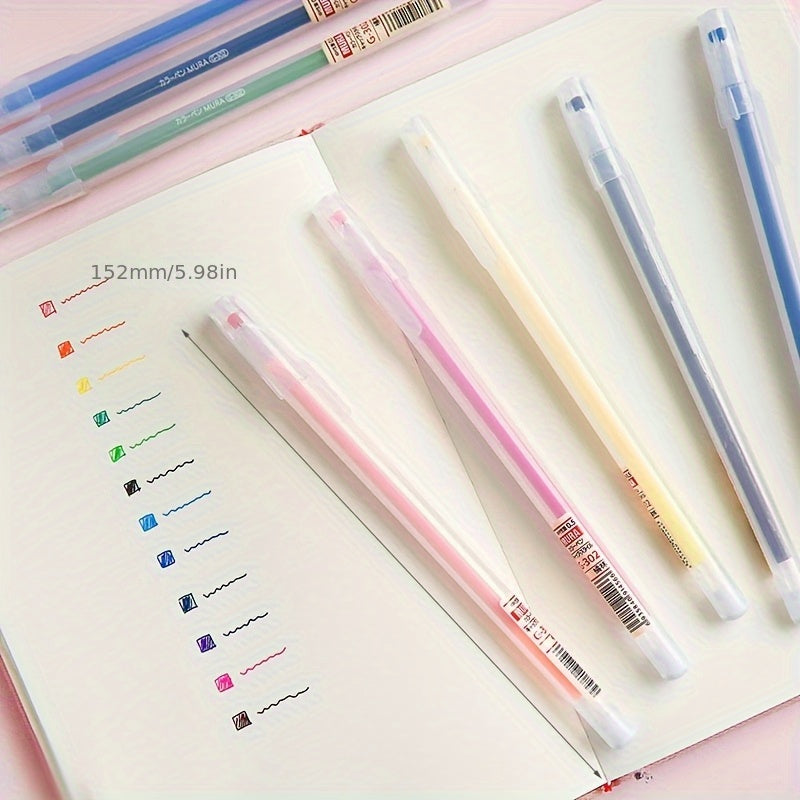 Set di 12 penne gel colorate Kawaii blu da 0,5 mm, penna a sfera per diario, articoli per la scuola, cancelleria, accessori per ufficio