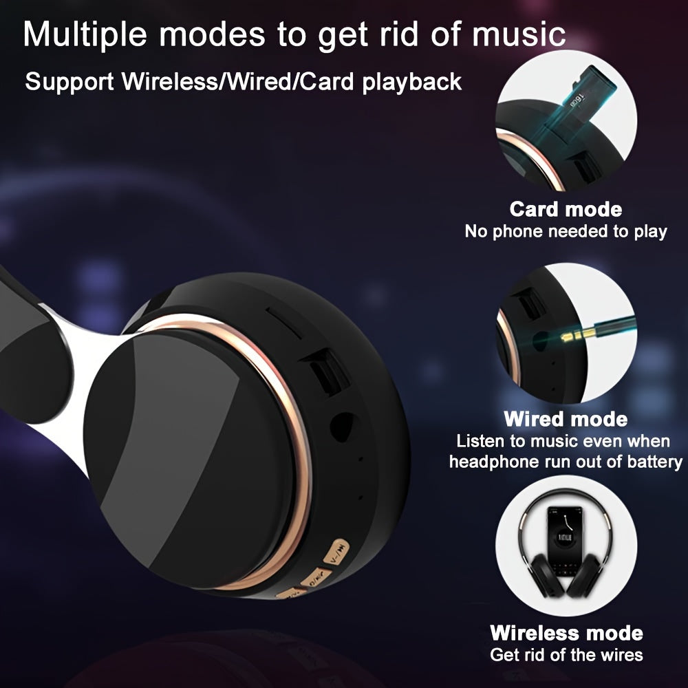 Cuffie wireless over-ear 07S con bassi surround, design pieghevole, batteria da 400 mAh - compatibili con la modalità wireless, supportano le modalità cablata/scheda TF/radio, ideali per sport, giochi, fotografia e altro, cuffie wireless