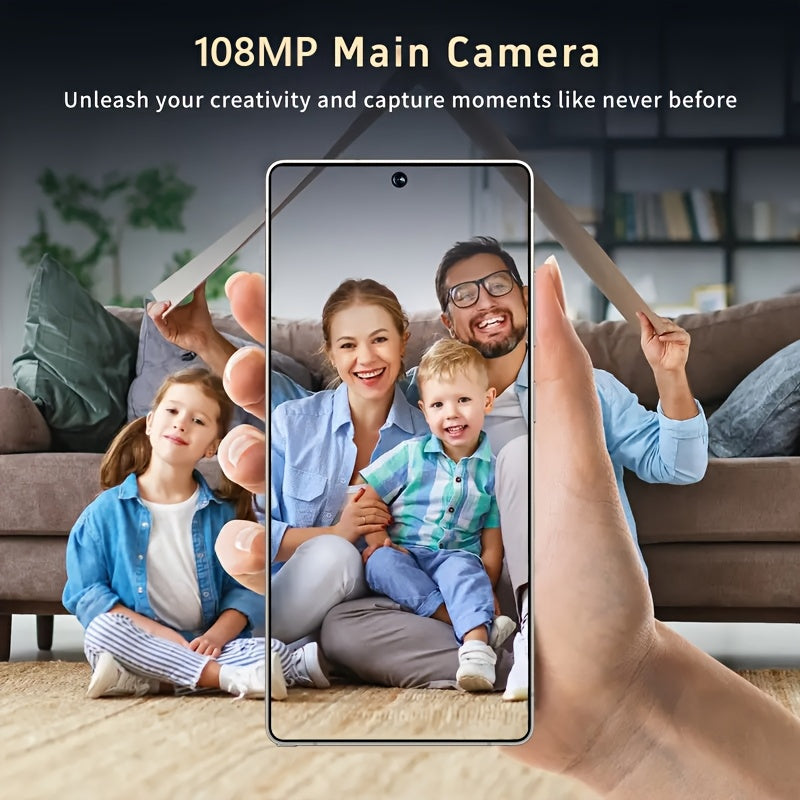 Ultimo telefono sbloccato da 17,27 cm con grande schermo 5G - 12 GB + 512 GB, doppia fotocamera da 48 MP + 108 MP, batteria da 6800 mAh, ricarica rapida, Android 13, cuffie, cavo di ricarica di tipo C, custodia, schermo