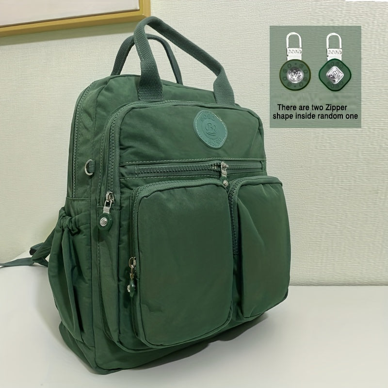 Zaino alla moda da donna, in nylon, con manico morbido, tinta unita, multitasche, con cerniera da viaggio, borse scolastiche femminili, zaino per laptop