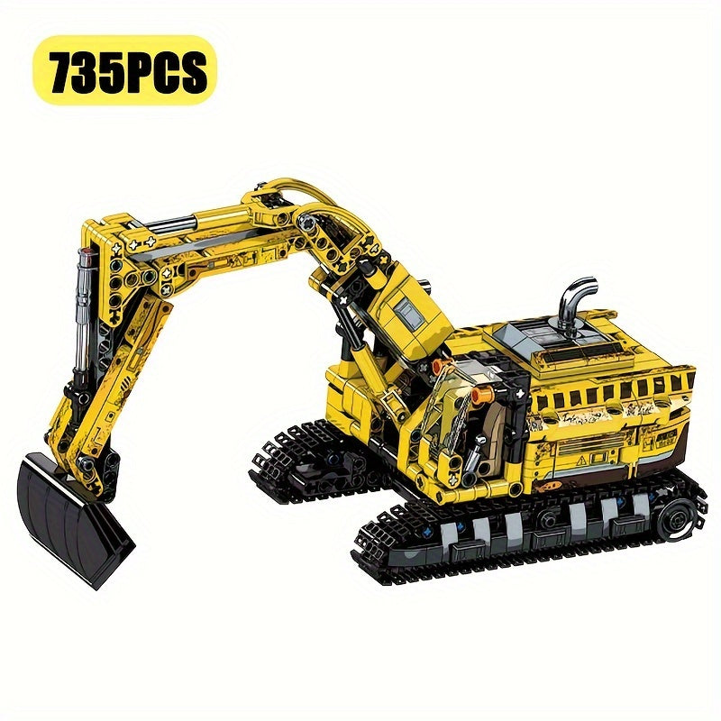 Set di blocchi per la costruzione di veicoli da costruzione UKBOO - Escavatore, bulldozer e gru per bambini e adulti - Colori misti
