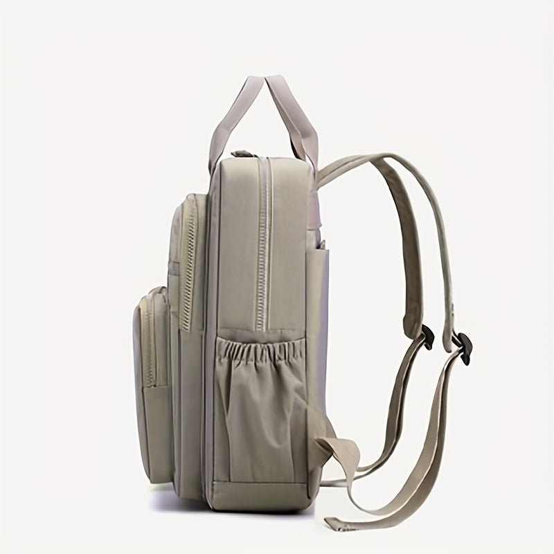 Zaino alla moda da donna, in nylon, con manico morbido, tinta unita, multitasche, con cerniera da viaggio, borse scolastiche femminili, zaino per laptop