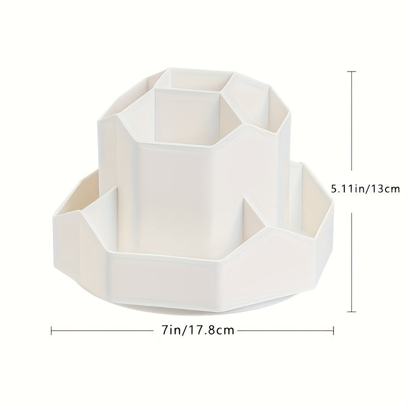 1 organizer da scrivania girevole multifunzionale, portapenne, scatola portaoggetti per cancelleria da ufficio e camera da letto, scatola portaoggetti per cosmetici da scrivania, organizer per trucco, portapenne girevole