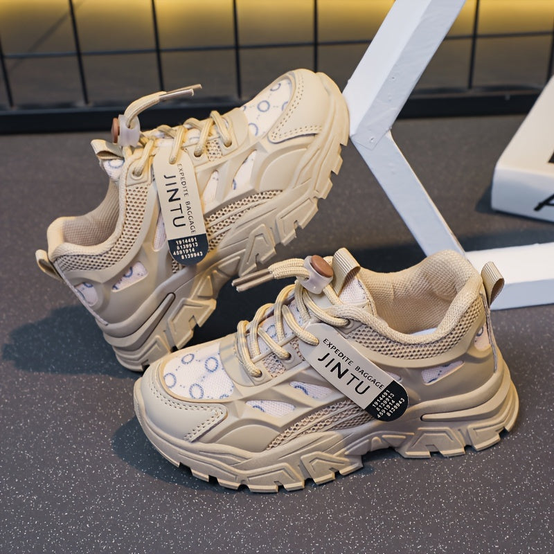 Girls' Fashion Sneakers - Breathable, Non-Slip Rubber Sole Running Shoes with Lace-Up Closure for Youngsters & Youngsters