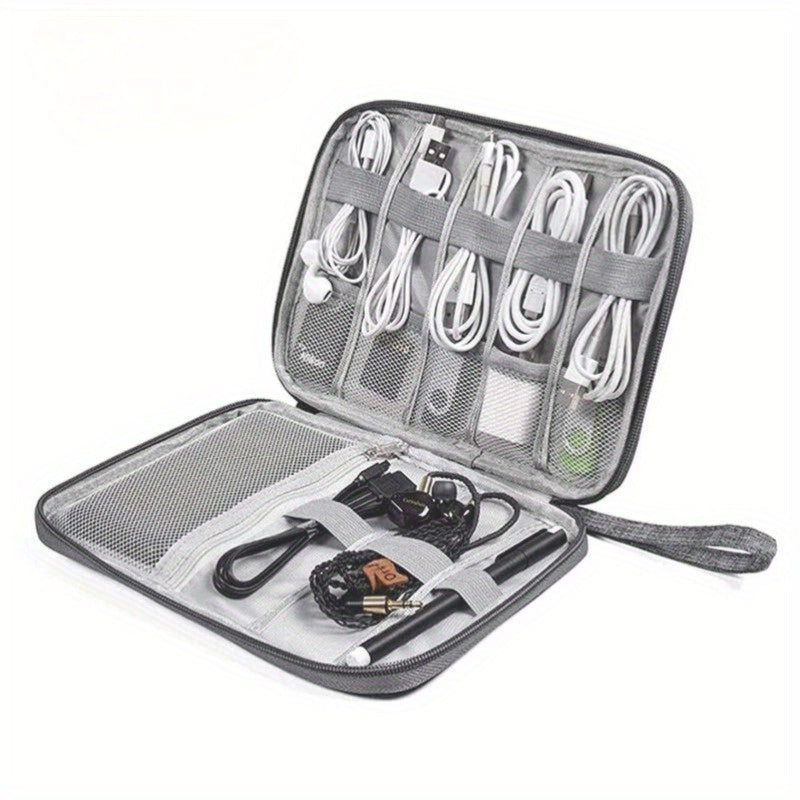 Custodia portatile per accessori elettronici, borsa impermeabile per la gestione dei cavi, per cavi USB, spine di ricarica, cinturini per orologi - Organizer per cavi da viaggio con scomparti multipli