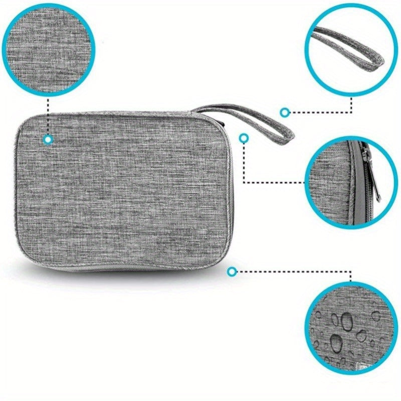 Custodia portatile per accessori elettronici, borsa impermeabile per la gestione dei cavi, per cavi USB, spine di ricarica, cinturini per orologi - Organizer per cavi da viaggio con scomparti multipli