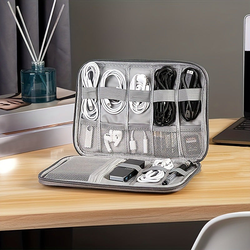 Custodia portatile per accessori elettronici, borsa impermeabile per la gestione dei cavi, per cavi USB, spine di ricarica, cinturini per orologi - Organizer per cavi da viaggio con scomparti multipli