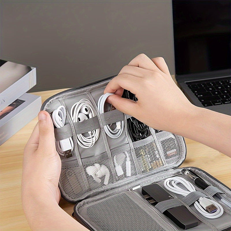 Custodia portatile per accessori elettronici, borsa impermeabile per la gestione dei cavi, per cavi USB, spine di ricarica, cinturini per orologi - Organizer per cavi da viaggio con scomparti multipli