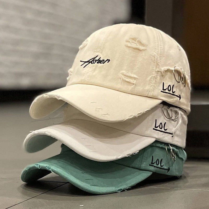 1 berretto da baseball retrò strappato, cappelli da papà sbiaditi e usurati con ricamo di lettere, cappelli da sole unisex hip hop adatti sia per donne che per uomini.