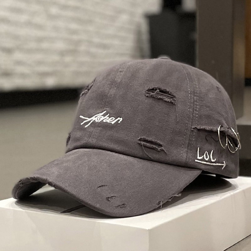 1 berretto da baseball retrò strappato, cappelli da papà sbiaditi e usurati con ricamo di lettere, cappelli da sole unisex hip hop adatti sia per donne che per uomini.