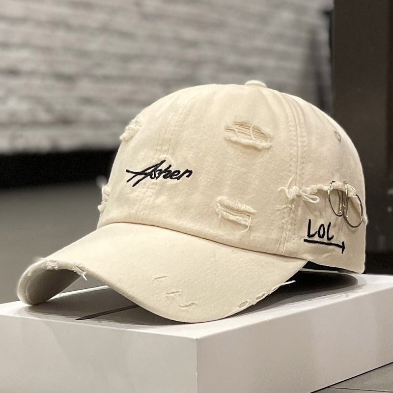 1 berretto da baseball retrò strappato, cappelli da papà sbiaditi e usurati con ricamo di lettere, cappelli da sole unisex hip hop adatti sia per donne che per uomini.