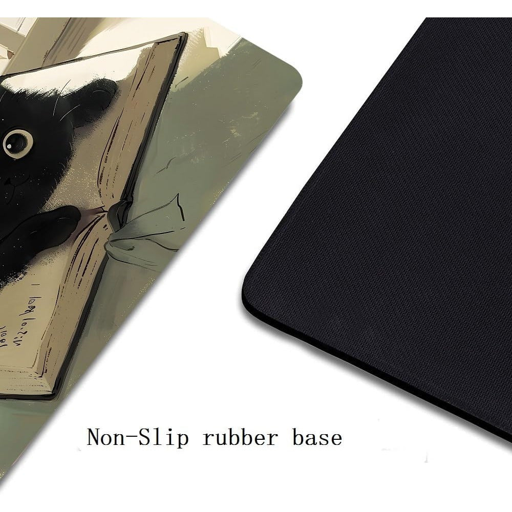 Tappetino per mouse a forma di gatto nero: tappetino per mouse a forma di gatto kawaii per mouse wireless, base in gomma antiscivolo, adatto per computer, laptop, ufficio e giochi - Piccolo