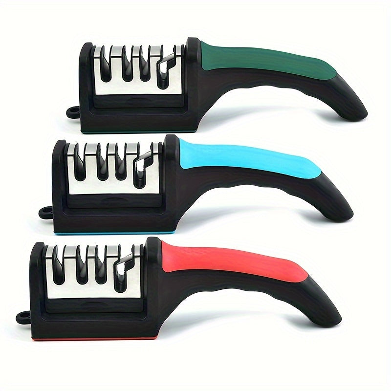Affilacoltelli professionale da cucina a 4 stadi, pietra per affilare i coltelli, pietra per affilare in tungsteno e diamante, strumento per affilare in ceramica (materiale: pietra per affilare elettrorivestita + tungsteno e diamante + ceramica