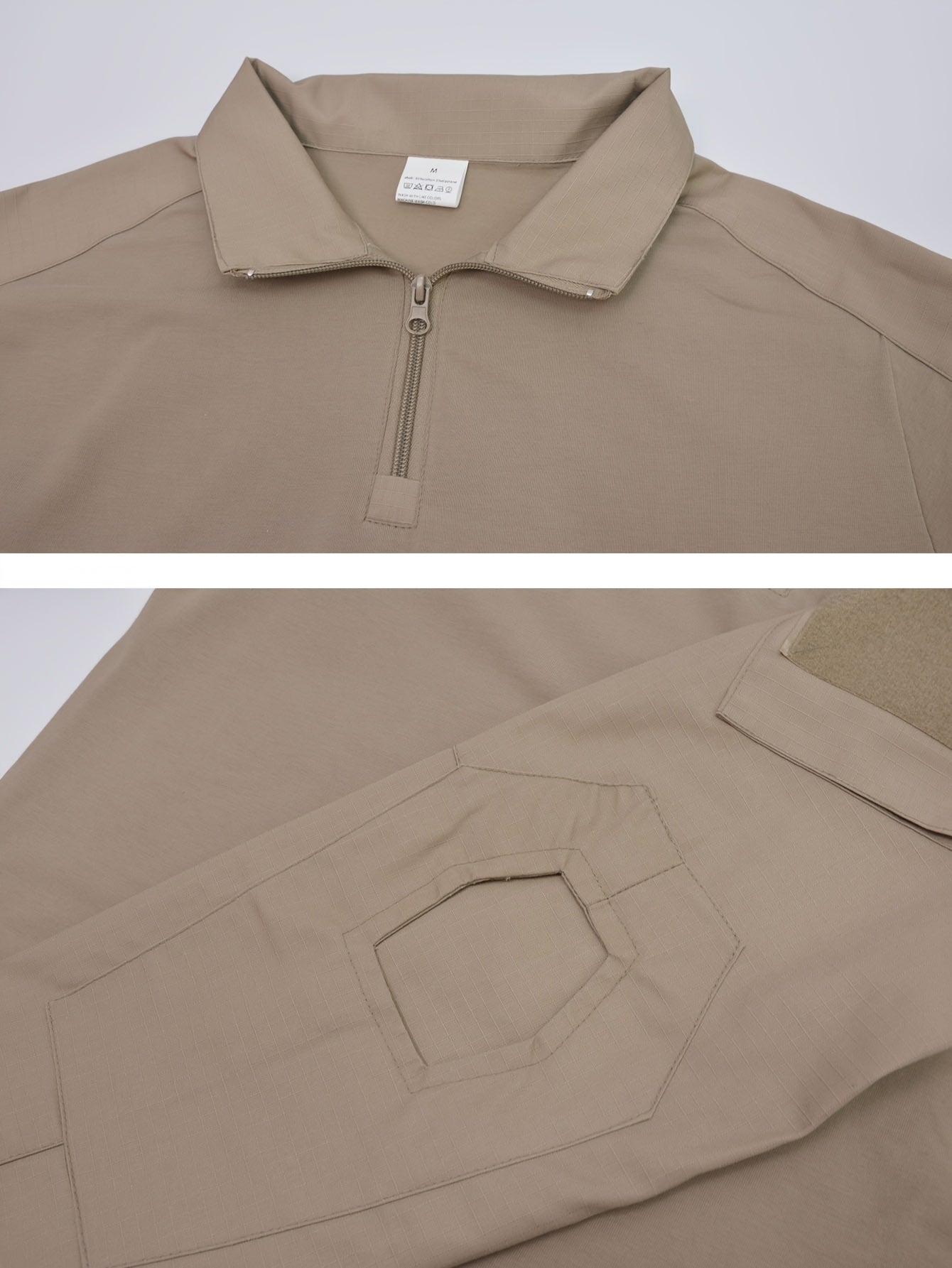 Camicia tattica da uomo a maniche lunghe verde militare - Traspirante, con cerniera, perfetta per escursionismo, arrampicata, campeggio, pesca e fitness