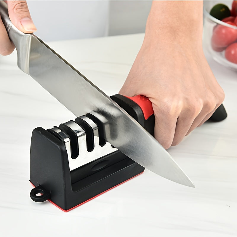 Affilacoltelli professionale da cucina a 4 stadi, pietra per affilare i coltelli, pietra per affilare in tungsteno e diamante, strumento per affilare in ceramica (materiale: pietra per affilare elettrorivestita + tungsteno e diamante + ceramica