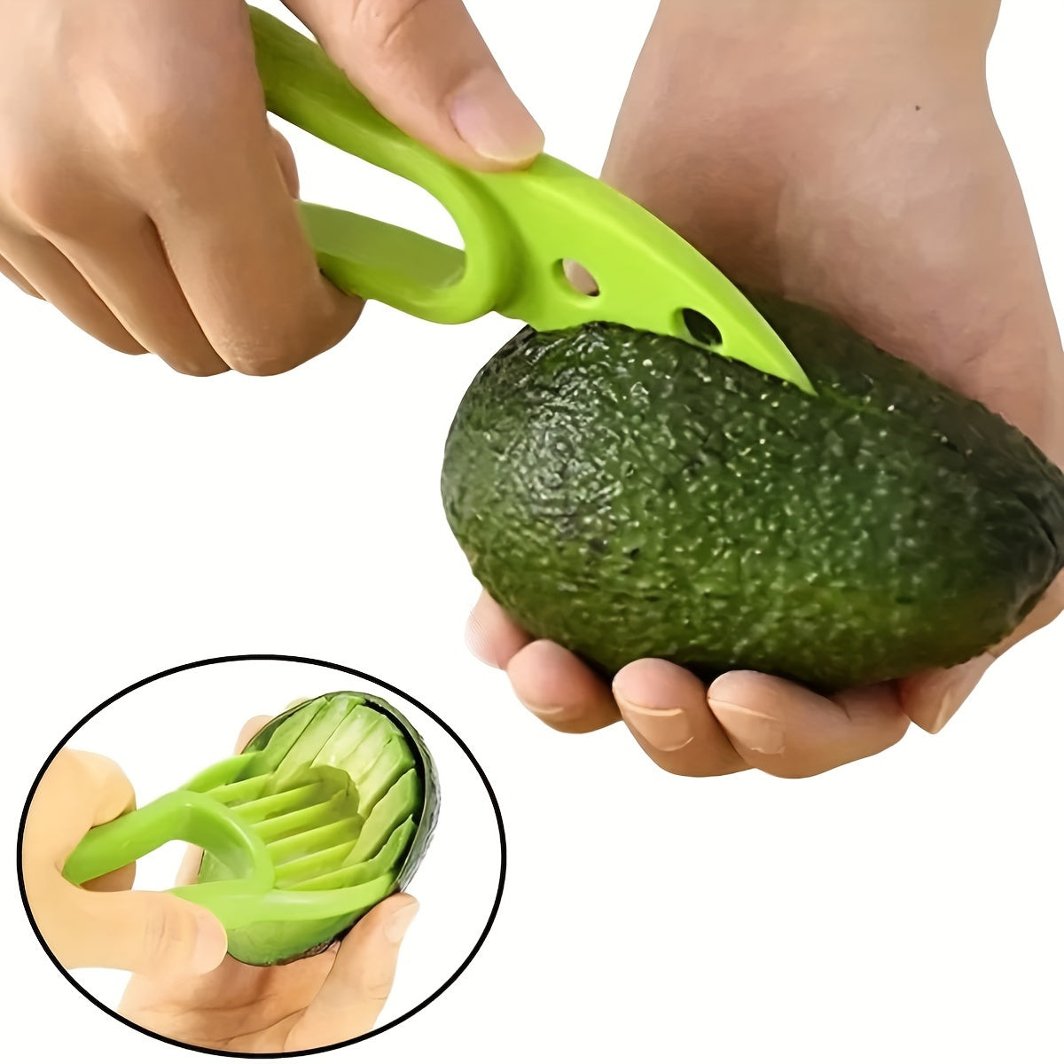 Affetta e snocciola avocado 2 in 1 - Gadget da cucina multifunzionale per una facile preparazione, polipropilene resistente, sicuro per alimenti, pelapatate, tagliafrutta