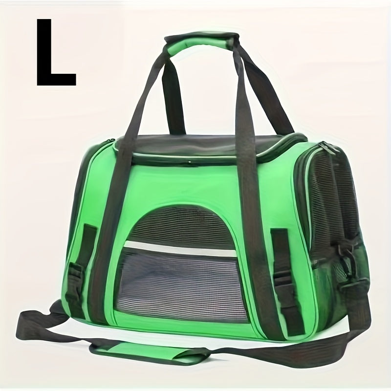 Trasportino portatile per gatti con materassino in peluche - Borsa da viaggio traspirante di grande capacità per le gite con animali domestici, chiusura con cerniera, rete ventilata e fodera morbida, cinghie di sicurezza per auto e uso esterno