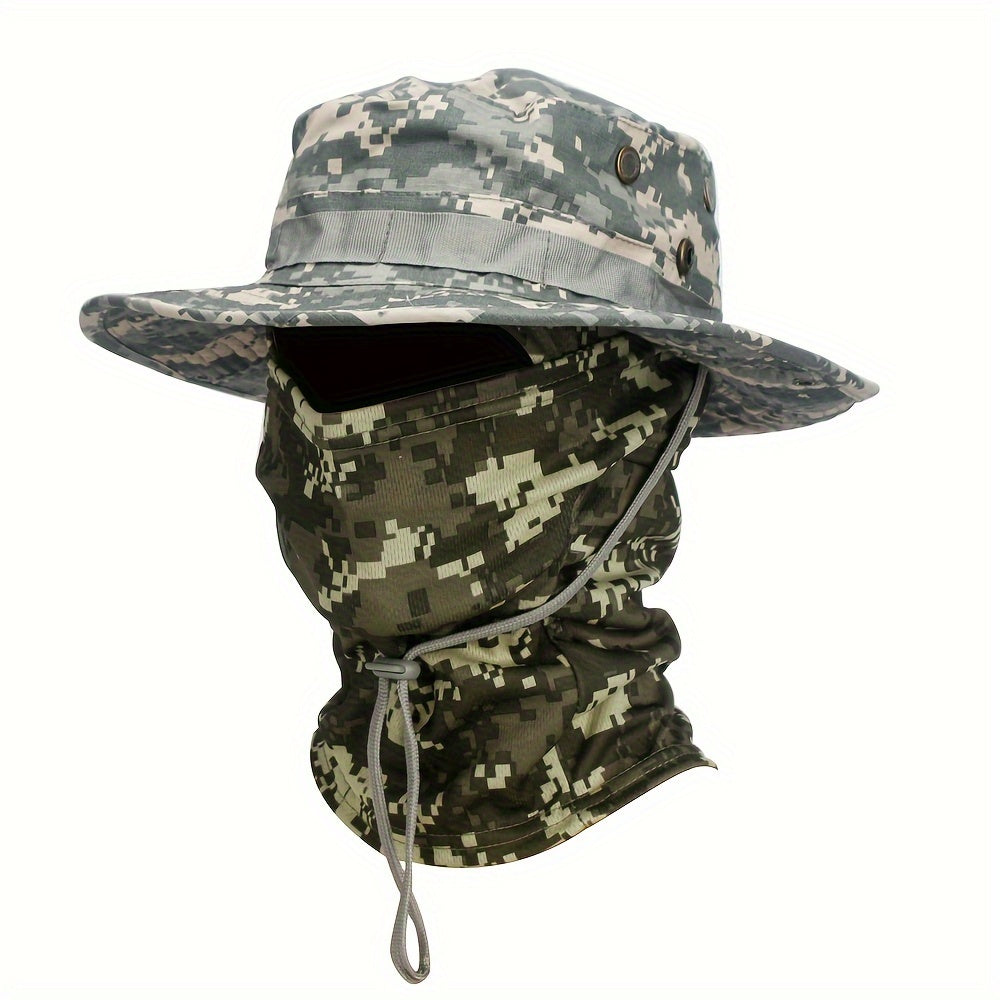 Berretto mimetico, berretto a tesa larga, da uomo, con protezione solare, tattico militare, da pescatore, spesso, traspirante, pieghevole, morbido, per sport all'aria aperta, escursionismo, campeggio, spiaggia, viaggio, pesca