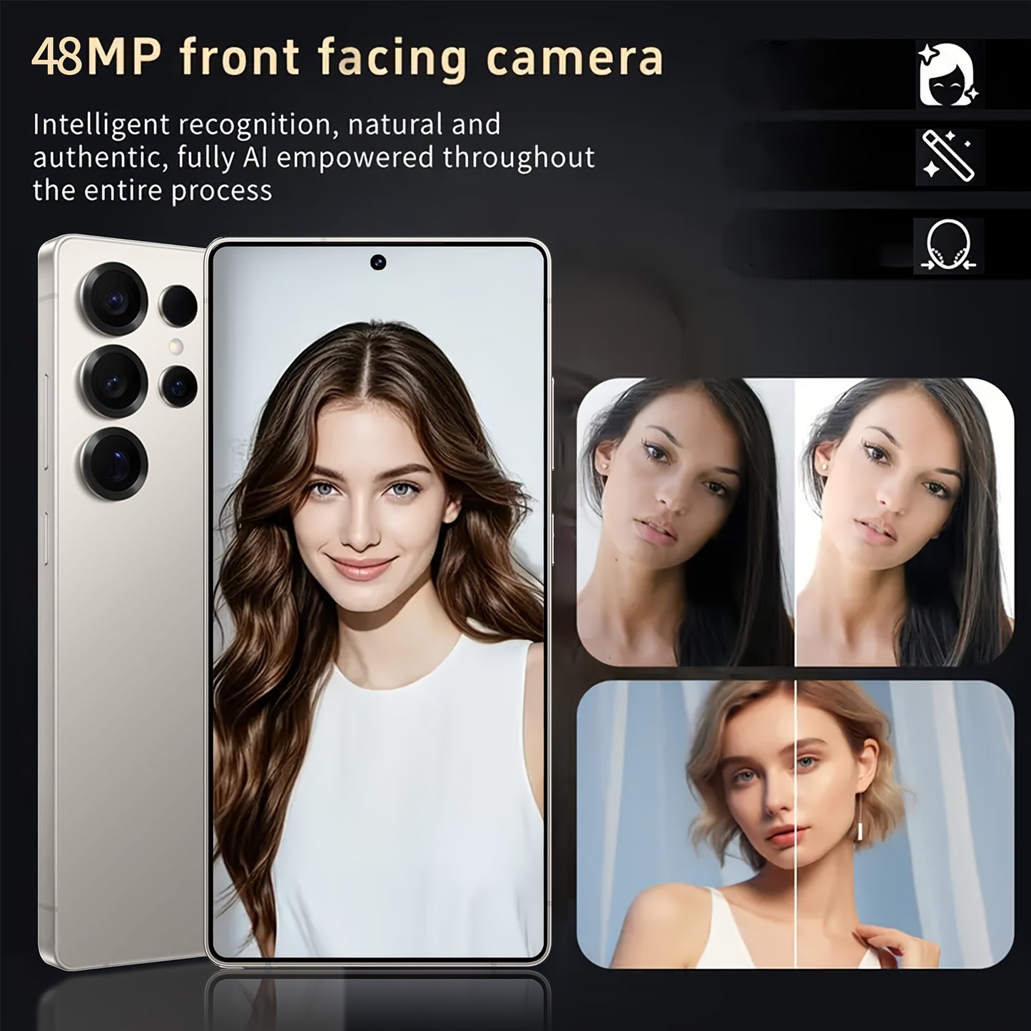 Ultimo telefono sbloccato da 17,27 cm con grande schermo 5G - 12 GB + 512 GB, doppia fotocamera da 48 MP + 108 MP, batteria da 6800 mAh, ricarica rapida, Android 13, cuffie, cavo di ricarica di tipo C, custodia, schermo