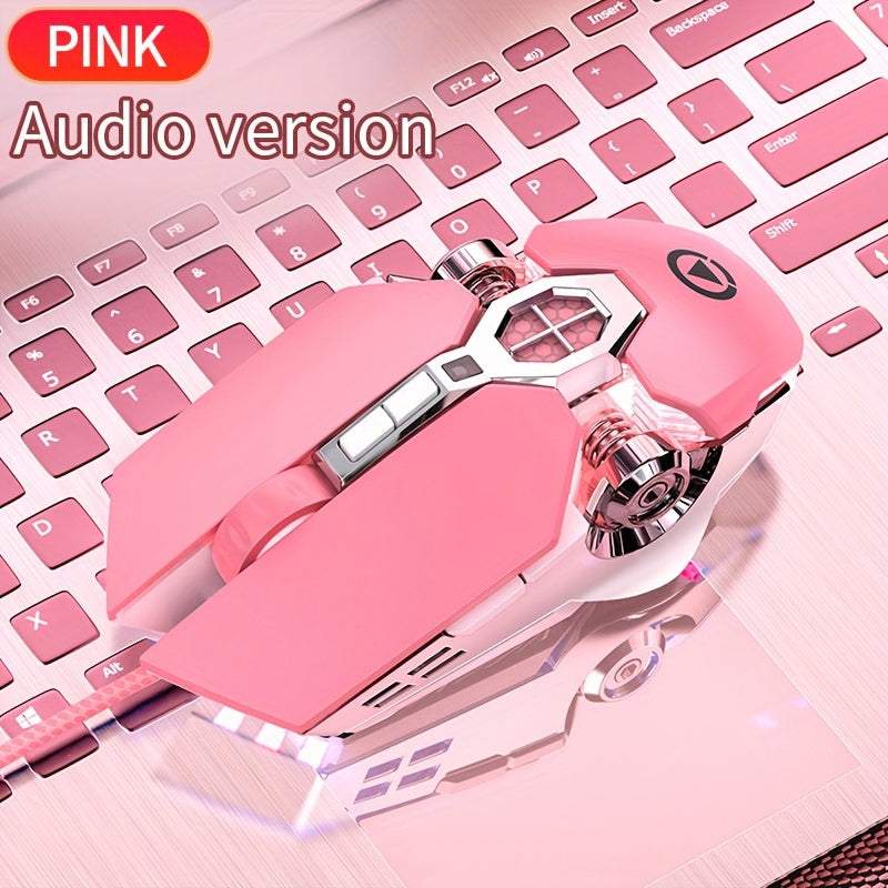 Mouse cablato argentato intagliato per giochi di eSport, macro silenziosa e sonora per mouse mangia-polli per desktop e laptop