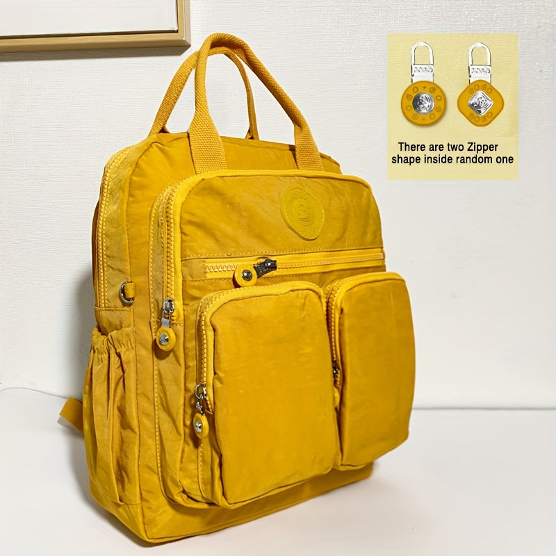 Zaino alla moda da donna, in nylon, con manico morbido, tinta unita, multitasche, con cerniera da viaggio, borse scolastiche femminili, zaino per laptop