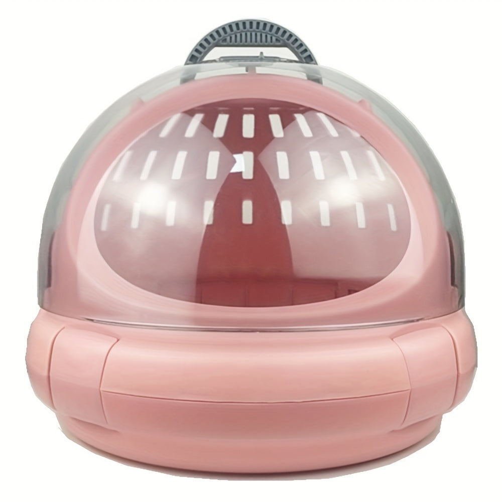 1pc Space Capsule Cat Litter Box, Portable Cat Carrier, PVC Material, Airline-Approved Pet Travel Carrier, Transparent Dome With Ventilation, Modern Cat Toilet, Handheld Cat Cage