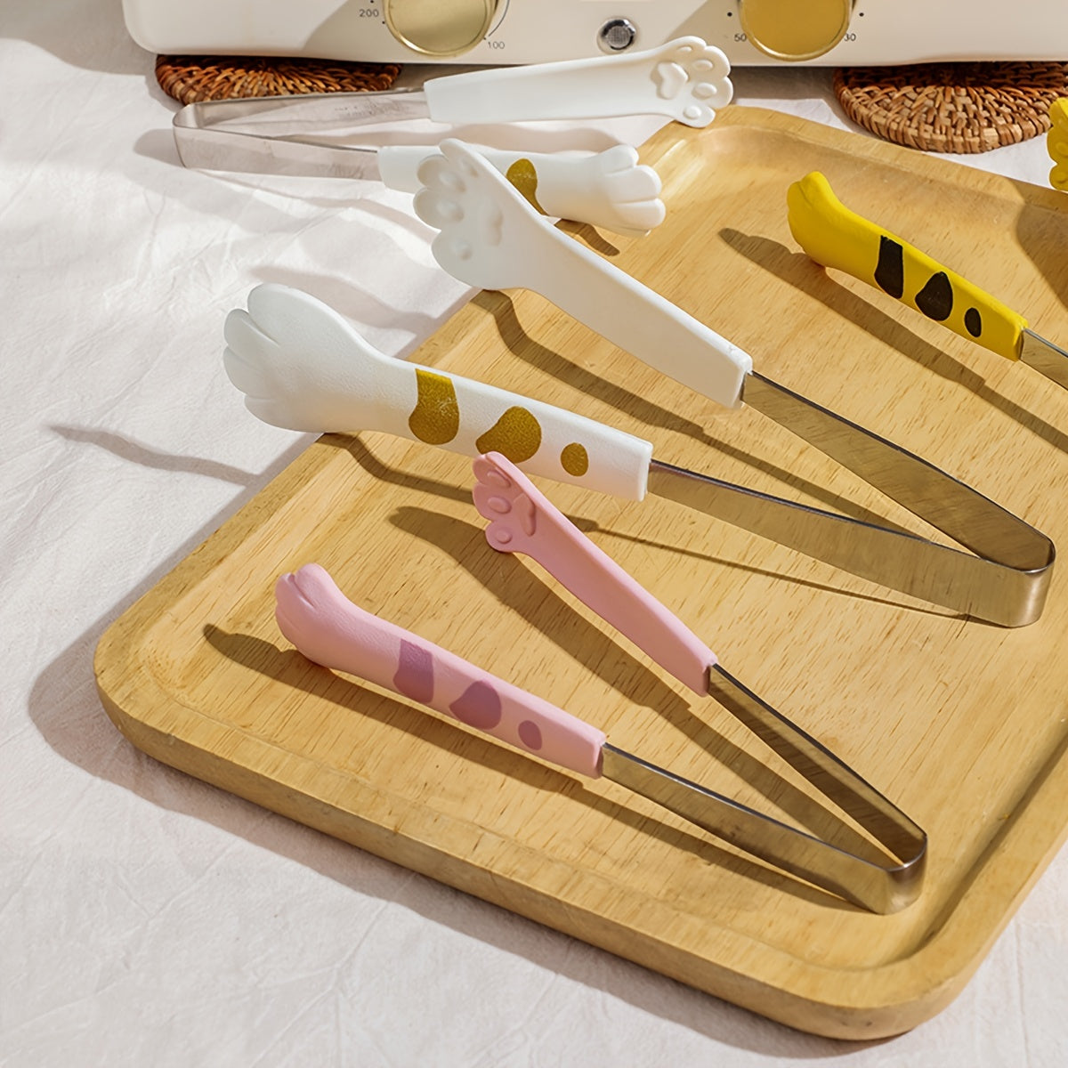 1 pinza per alimenti a forma di zampa di gatto, simpatiche pinze per pasti in cartone animato, pinze per barbecue in acciaio inossidabile, clip per panini, clip per cubetti di ghiaccio, pinze per zucchero, gadget da cucina