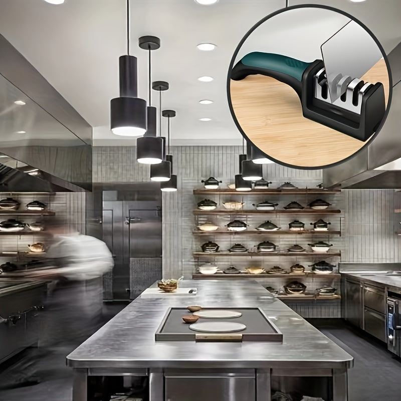 Affilacoltelli professionale da cucina a 4 stadi, pietra per affilare i coltelli, pietra per affilare in tungsteno e diamante, strumento per affilare in ceramica (materiale: pietra per affilare elettrorivestita + tungsteno e diamante + ceramica