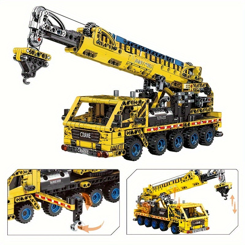 Set di blocchi per la costruzione di veicoli da costruzione UKBOO - Escavatore, bulldozer e gru per bambini e adulti - Colori misti