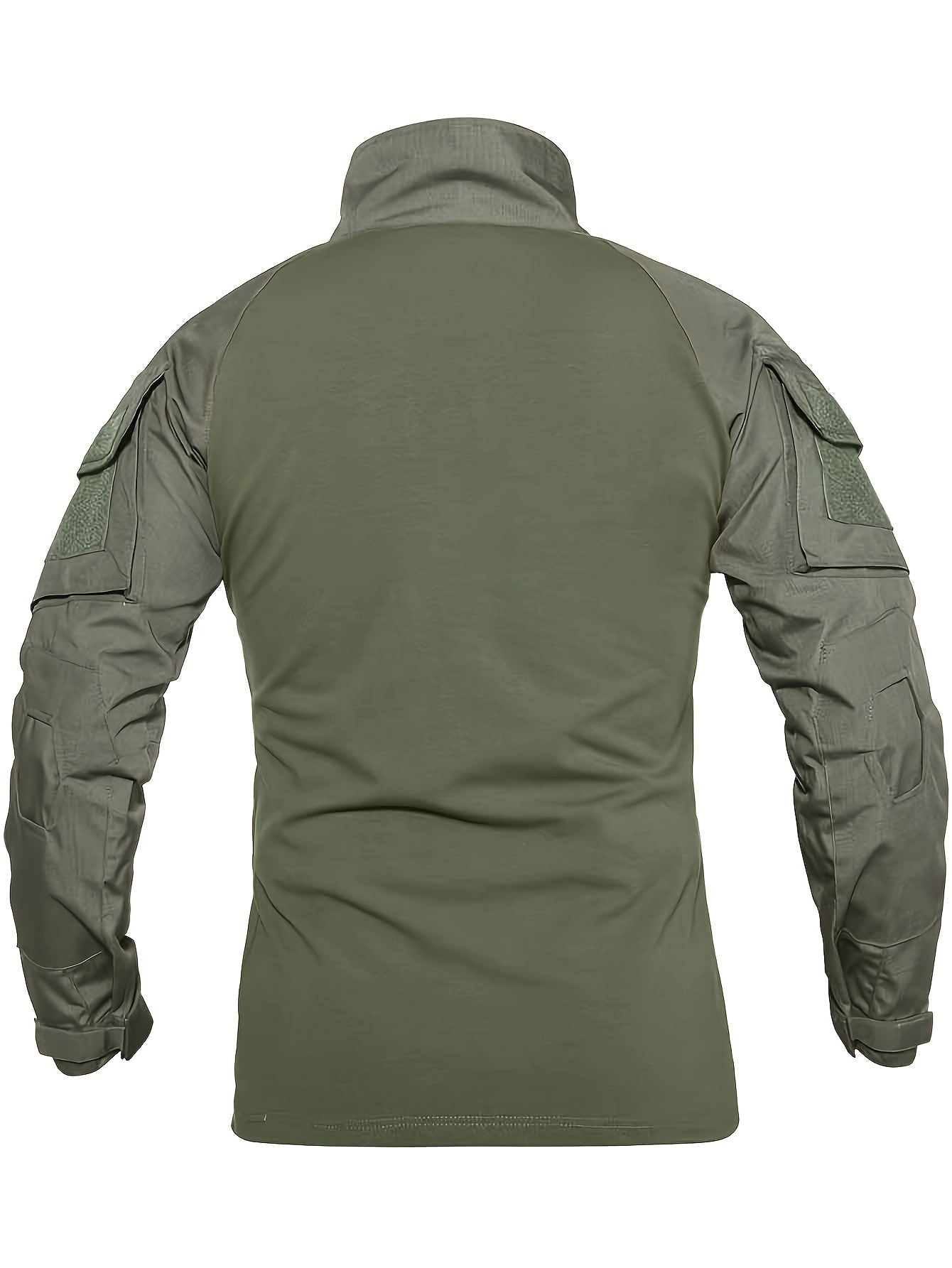Camicia tattica da uomo a maniche lunghe verde militare - Traspirante, con cerniera, perfetta per escursionismo, arrampicata, campeggio, pesca e fitness