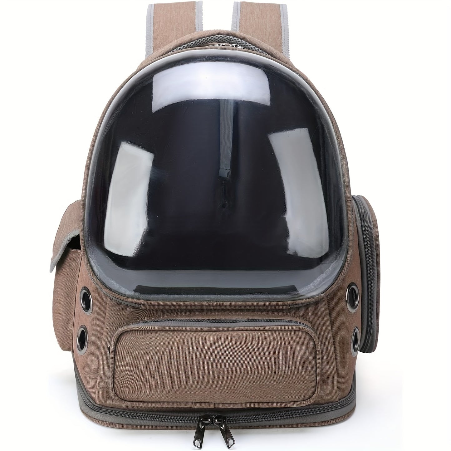 Fashion Style Solid Color Pet Backpack, Breathable Cat Carrier with Transparent Bubble, Large Space Capsule Backpack for Cats and Small Dogs up to 18lbs, Durable Oxford Cloth Zippered Bag for Travel and Hiking - Universal Fit