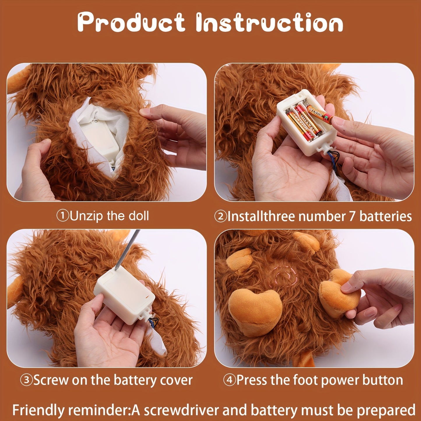 Highland Cow Musical Plushie: Glowing LED Nightlight, Sings Lullabies, Suitable for 3-6 Year Olds