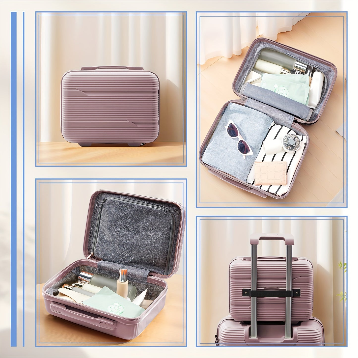 Set di valigie da viaggio Coofay, 33,02-71,12 cm, con ruote silenziose, materiale PP, valigie da cabina e da stiva resistenti, beauty case e beauty case, versatile attrezzatura da viaggio
