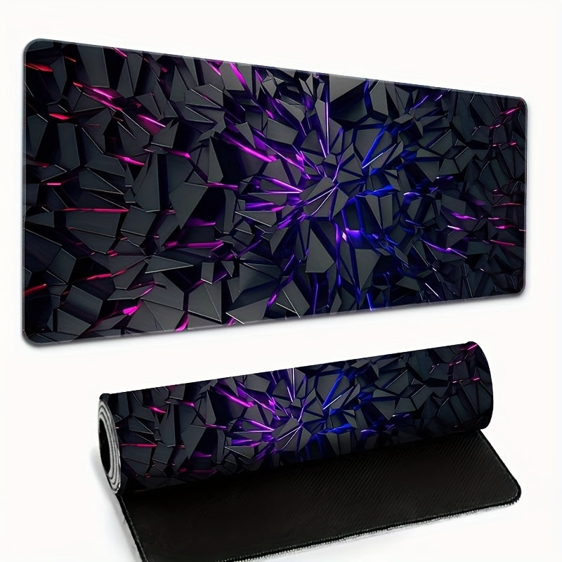 Tappetino da scrivania e mouse da gioco extra large - Design futuristico viola neon e nero con effetto neon luminoso, base in gomma antiscivolo, superficie liscia per PC, ufficio