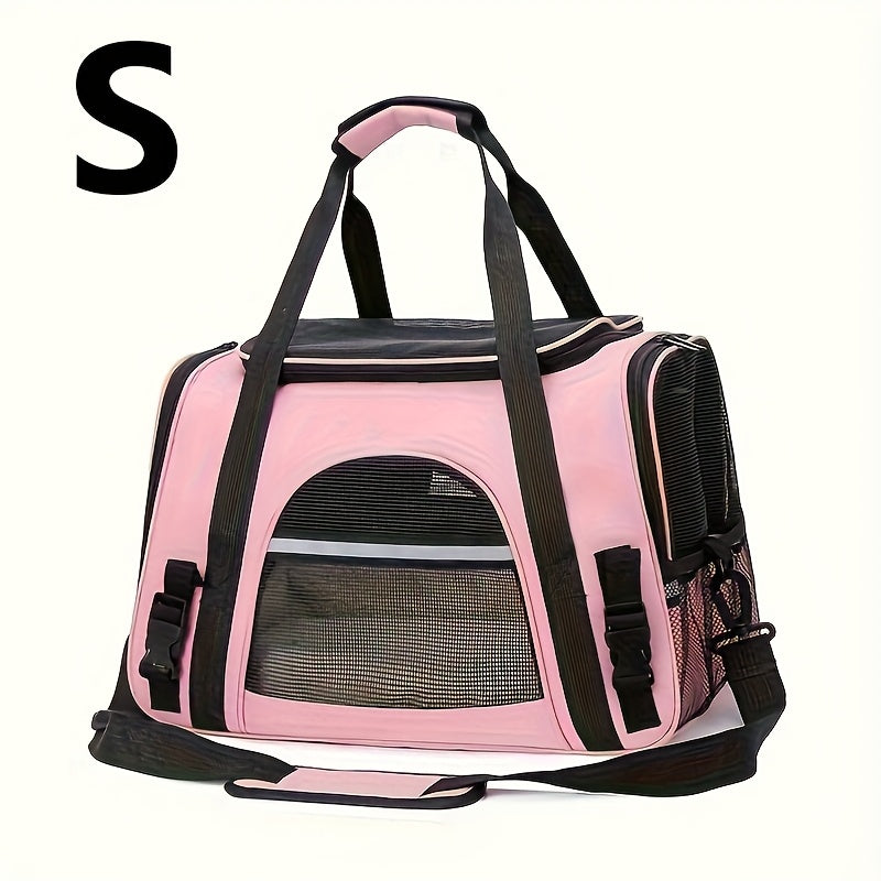 Trasportino portatile per gatti con materassino in peluche - Borsa da viaggio traspirante di grande capacità per le gite con animali domestici, chiusura con cerniera, rete ventilata e fodera morbida, cinghie di sicurezza per auto e uso esterno
