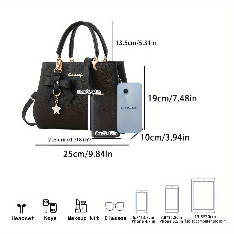 Borse con fiocco per donna, borsa a tracolla alla moda con portamonete, borsa a tracolla con manico superiore per l'ufficio