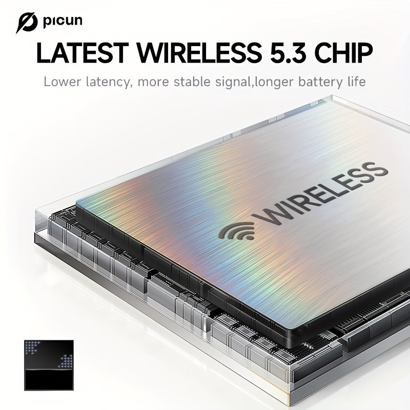 Cuffie wireless Picun B8, 120 ore di autonomia, 3EQ e modalità gioco, chiamate in vivavoce, cuffie pieghevoli sovraurali per viaggi, casa, ufficio, cellulare, PC