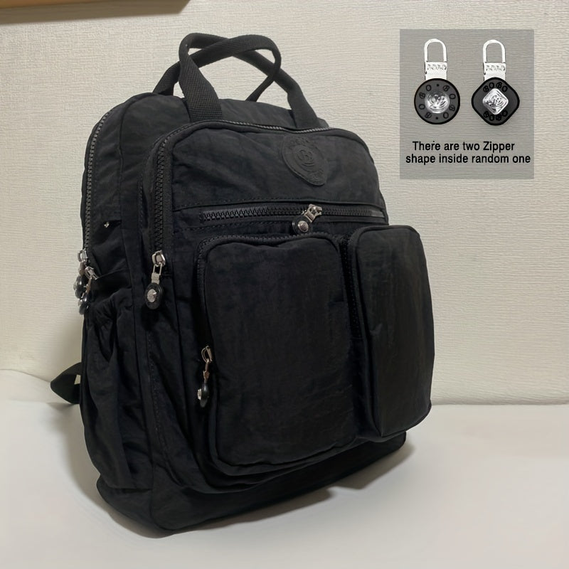 Zaino alla moda da donna, in nylon, con manico morbido, tinta unita, multitasche, con cerniera da viaggio, borse scolastiche femminili, zaino per laptop