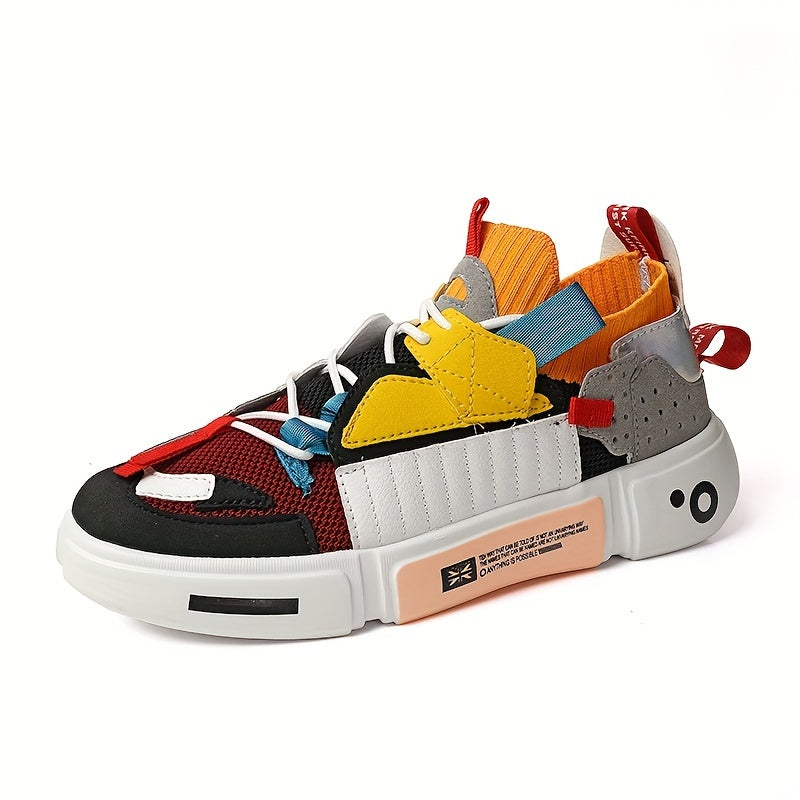 Men's Color Block Trendy Running Shoes, Outdoor Shock Absorption Athletic Shoes, Men's Sneakers, Spring And Summer