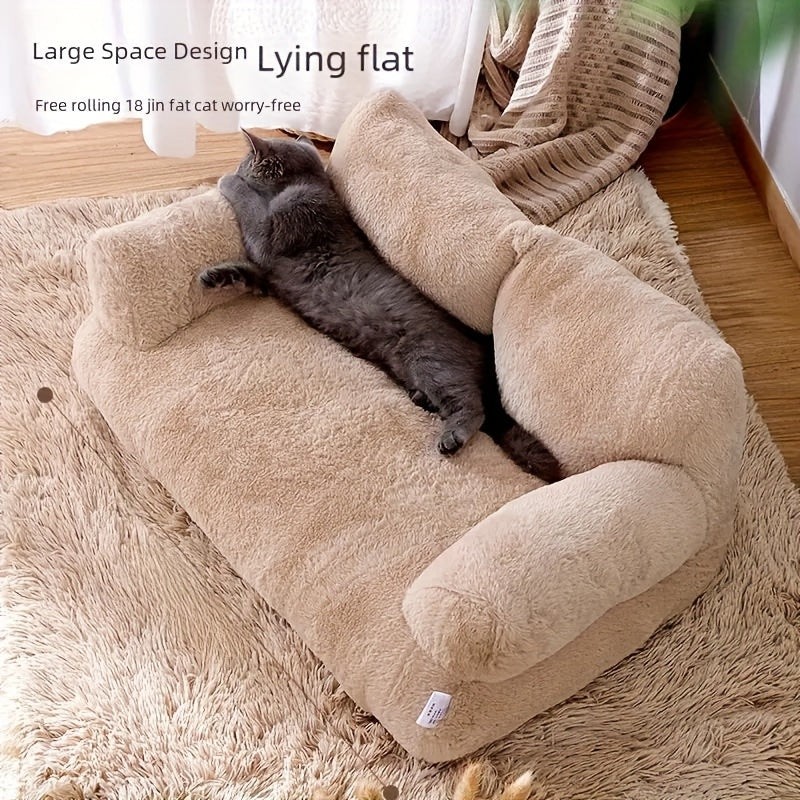 Divano letto in cotone morbido per gatti, comodo lettino lavabile per tutte le stagioni, accessori per gatti e gattini, disponibile nelle misure piccola (55x37x18 cm) e grande (65x46x30 cm), morbido e confortevole.