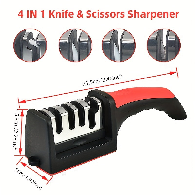 Affilacoltelli professionale da cucina a 4 stadi, pietra per affilare i coltelli, pietra per affilare in tungsteno e diamante, strumento per affilare in ceramica (materiale: pietra per affilare elettrorivestita + tungsteno e diamante + ceramica