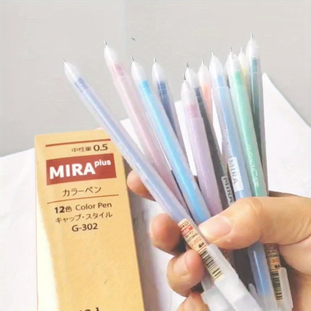Set di 12 penne gel colorate Kawaii blu da 0,5 mm, penna a sfera per diario, articoli per la scuola, cancelleria, accessori per ufficio