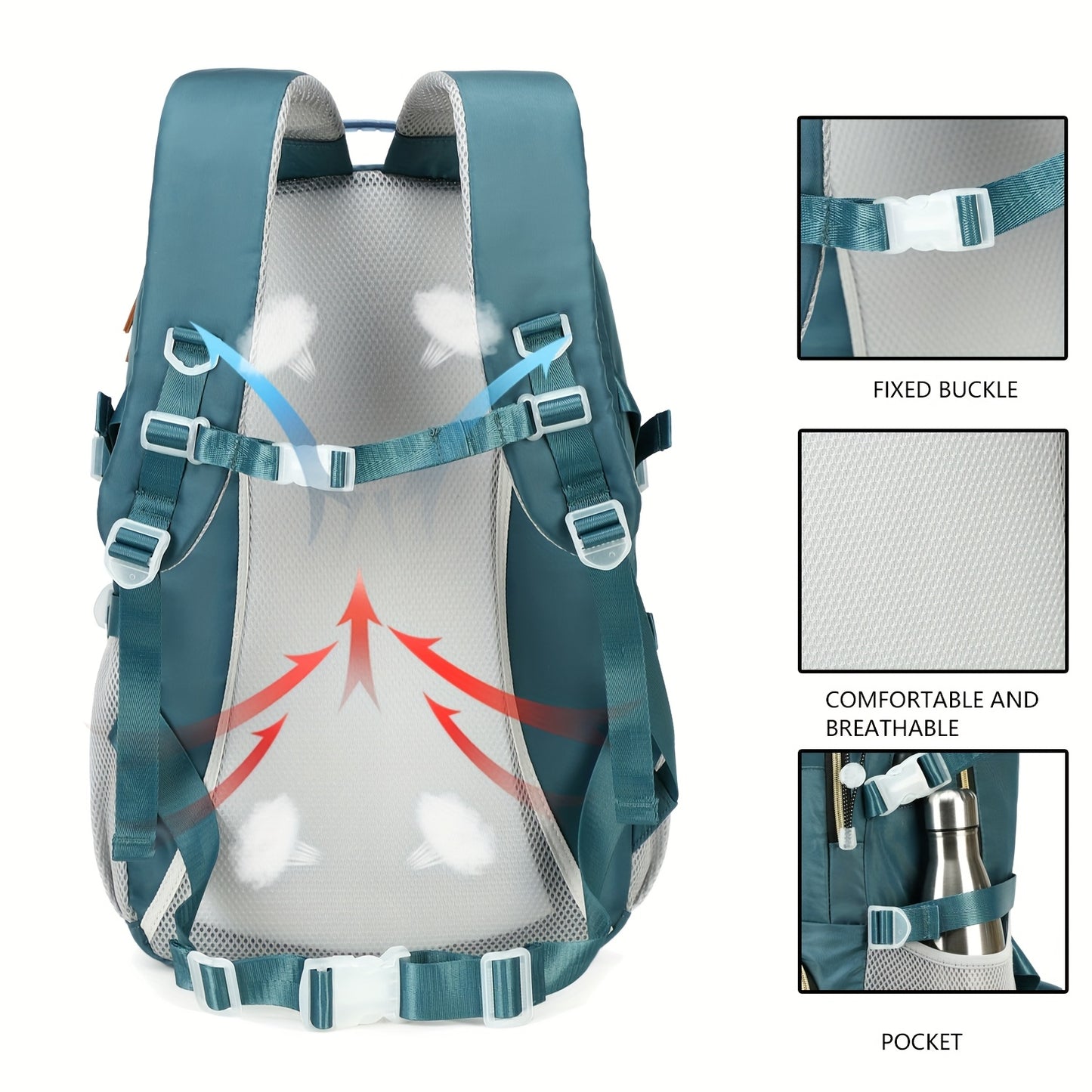 Zaino da viaggio di grande capacità da 40 litri con porta, scomparto per laptop da 17,3 e vano portascarpe - Zaino da trekking resistente con power bank, custodia imbottita per laptop, spallacci imbottiti regolabili
