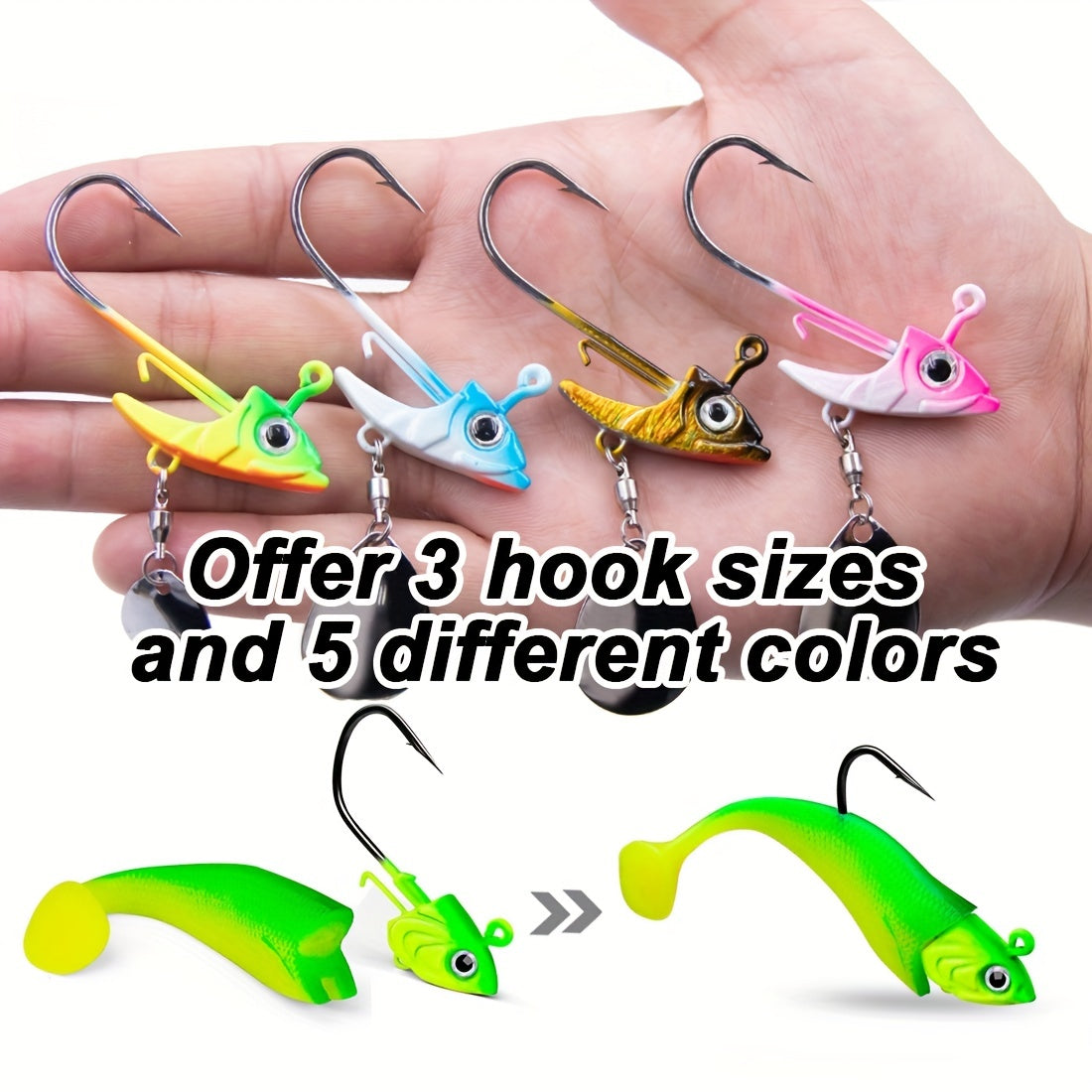 9KM 5Pack 7.5g~15g Swimbaits Jig Head Amo da pesca in plastica morbida Alta resistenza e resistenza alla corrosione Terminale per acqua dolce e salata