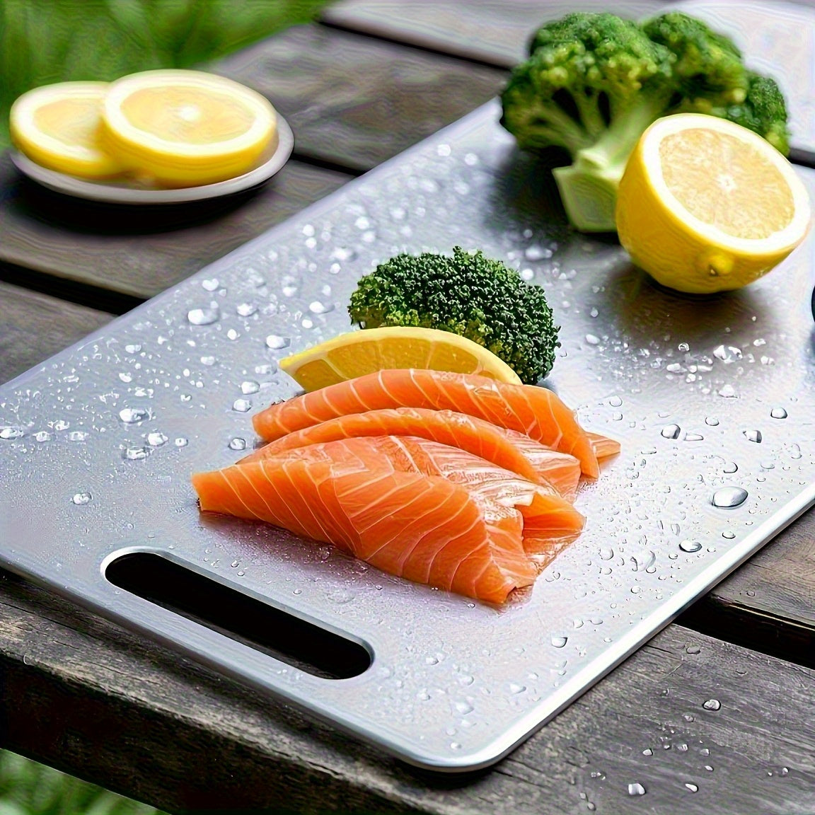 Set da 3 taglieri in acciaio al titanio di alta qualità - Acciaio inossidabile per uso alimentare a doppia faccia, superficie liscia, ideale per l'uso in cucina e in sala da pranzo, resistente e facile da pulire